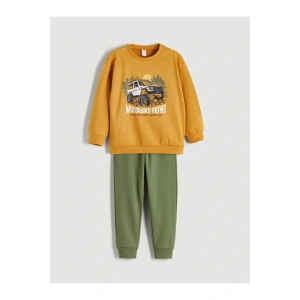 LCW Kids Bisiklet Yaka Baskılı Erkek Bebek Sweatshirt ve Eşofman Alt 2li