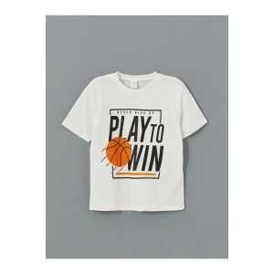 LCW Kids Bisiklet Yaka Baskılı Erkek Çocuk Tişört