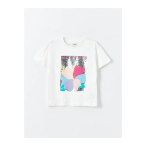 LCW Kids Bisiklet Yaka Baskılı Kısa Kollu Kız Çocuk Tişört