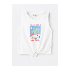 LCW Kids Bisiklet Yaka Baskılı Kız Çocuk Crop Atlet