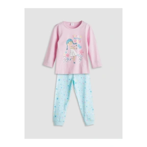 LCW Kids Bisiklet Yaka Baskılı Kız Çocuk Pijama Takımı