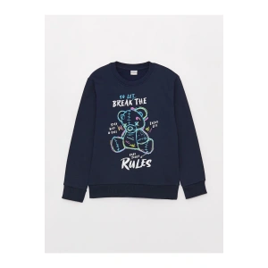 LCW Kids Bisiklet Yaka Baskılı Uzun Kollu Erkek Çocuk Sweatshirt