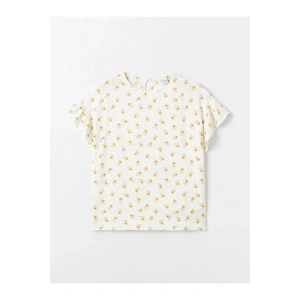 LCW Kids Bisiklet Yaka Çiçekli Kız Çocuk Bluz