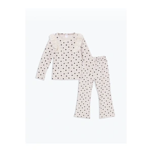 LCW Kids Bisiklet Yaka Çiçekli Kız Çocuk Bluz ve Tayt Pantolon 2li