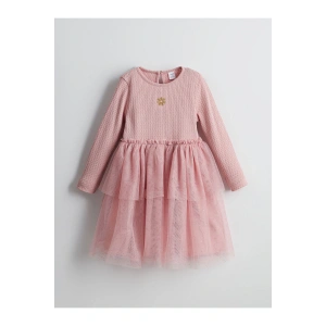 LCW Kids Bisiklet Yaka Çiçekli Kız Çocuk Elbise