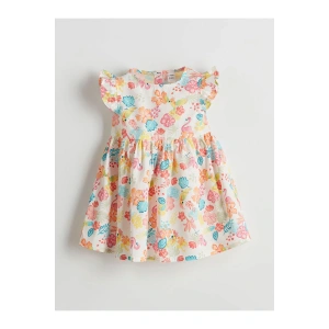 LCW Kids Bisiklet Yaka Çiçekli Kız Çocuk Poplin Elbise
