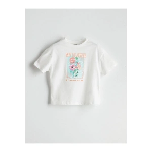 LCW Kids Bisiklet Yaka Çiçekli Kız Çocuk Tişört (S5)