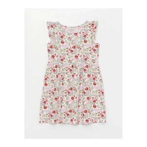 Lcw Kids Bisiklet Yaka Desenli Kız Çocuk Elbise