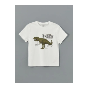 LCW Kids Bisiklet Yaka Dinazor Baskılı Erkek Çocuk Tişört