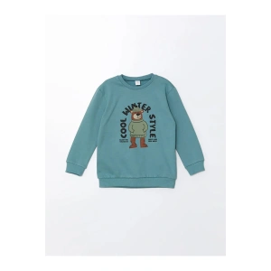 LCW Kids Bisiklet Yaka Kalın Baskılı Erkek Bebek Sweatshirt