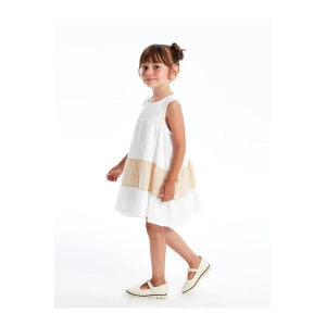 LCW Kids Bisiklet Yaka Kısa Kollu Kız Çocuk Tül Elbise