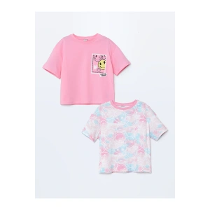 LCW Kids Bisiklet Yaka Kız Çocuk Tişört 2li