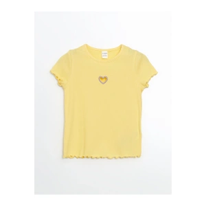 LCW Kids Bisiklet Yaka Nakışlı Kaşkorse Kız Bebek Tişört