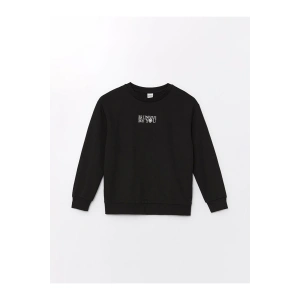 LCW Kids Bisiklet Yaka Nakışlı Uzun Kollu Kız Çocuk Sweatshirt