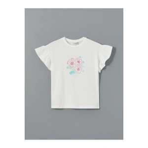 LCW Kids Bisiklet Yaka Taş Baskılı Kız Çocuk Tişört