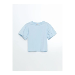 LCW Kids Bisiklet Yaka Taşlı Kız Çocuk Crop Tişört