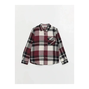 LCW Kids Bordo Ekose Uzun Kollu Erkek Çocuk Gömlek