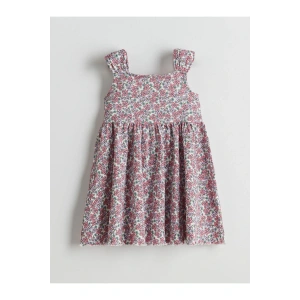 LCW Kids Çiçek Desenli Pileli Kız Çocuk Elbise