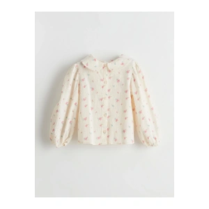 Lcw Kids Ekru Bebe Yaka Çiçekli Kız Çocuk Gömlek