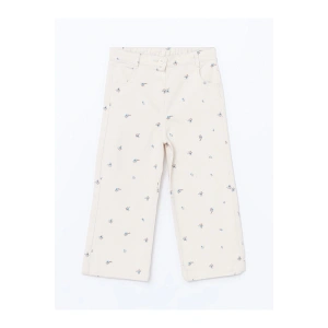 Lcw Kids Ekru Beli Lastikli Çiçekli Kız Çocuk Pantolon
