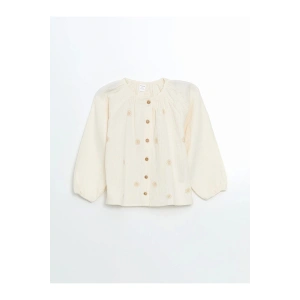 Lcw Kids Ekru Bisiklet Yaka Çiçekli Kız Çocuk Gömlek