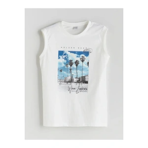 LCW Kids Ekru Bisiklet Yaka Erkek Çocuk Atlet