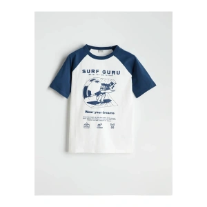 LCW Kids Ekru Bisiklet Yaka Erkek Çocuk Tişört