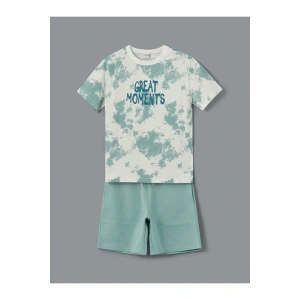 LCW Kids Ekru Bisiklet Yaka Erkek Çocuk Tişört ve Şort