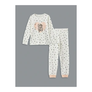 LCW Kids Ekru Bisiklet Yaka Kız Çocuk Pijama Takımı T T