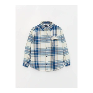 LCW Kids Ekru Ekose Uzun Kollu Erkek Çocuk Gömlek