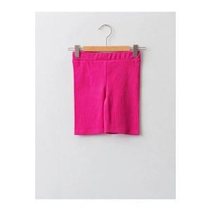 LCW Kids Fuşya Beli Lastikli Basic Pamuklu Kız Çocuk Kısa Tayt