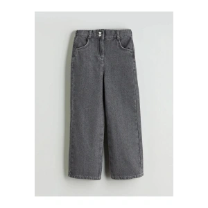 LCW Kids Gri Beli Ayarlanabilir Lastikli Kız Çocuk Jean Pantolon