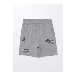 LCW Kids Gri Beli Lastikli Baskılı Erkek Çocuk Şort