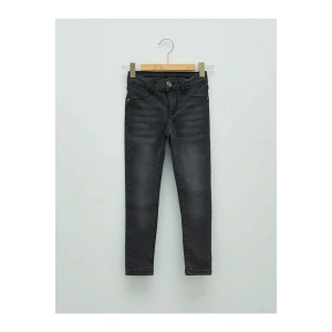 LCW Kids Gri Skinny Fit Kız Çocuk Jean Pantolon