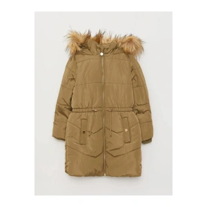 LCW Kids Haki Kapüşonlu Basic Kız Çocuk Parka