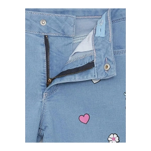 LCW Kids İndigo Baskılı Kız Çocuk Jean Şort