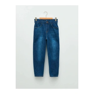 LCW Kids İndigo Beli Lastikli Kız Çocuk Jean Pantolon