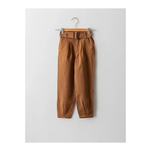 LCW Kids Kahverengi Beli Lastikli Basic Kız Çocuk Pantolon