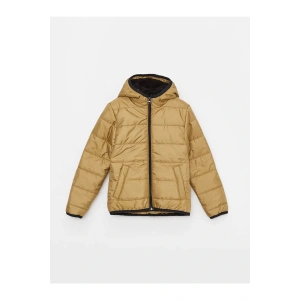 LCW Kids Kahverengi Kapüşonlu Basic Erkek Çocuk Şişme Mont
