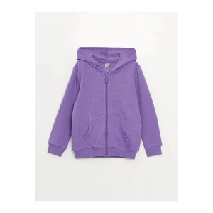 LCW Kids Kapüşonlu Basic Uzun Kollu Kız Çocuk Fermuarlı Sweatshirt