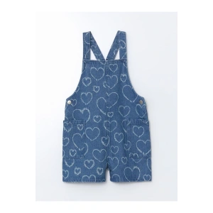 LCW Kids Kare Yaka Baskılı Kız Çocuk Jean Salopet (S5)