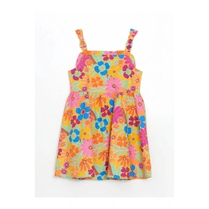 LCW Kids Karişik Çiçekli Fırfırlı Kız Çocuk Keten Elbise