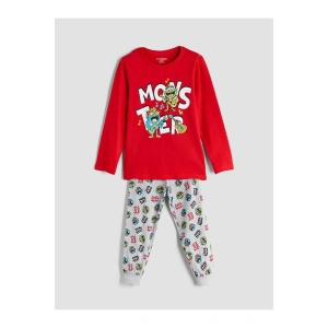 LCW Kids Kirmizi Bisiklet Yaka Erkek Çocuk Pijama Takımı