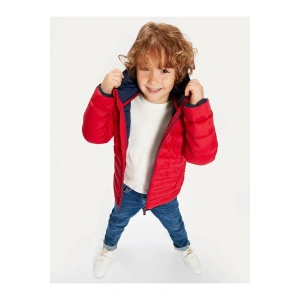 LCW Kids Kırmızı Kapüşonlu Uzun Kollu Erkek Çocuk Şişme Mont