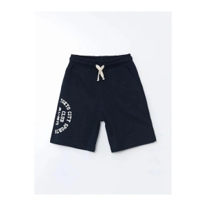 LCW Kids Lacivert Beli Lastikli Tokyo Baskılı Erkek Çocuk Şort