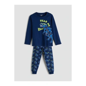 LCW Kids Lacivert Bisiklet Yaka Erkek Çocuk Pijama Takımı