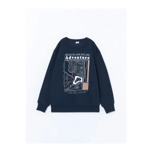 LCW Kids Lacivert Bisiklet Yaka Erkek Çocuk Sweatshirt
