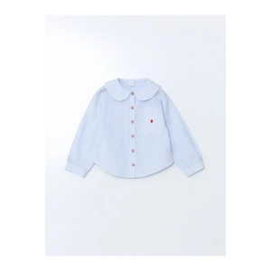 LCW Kids Mavi Bebe Yaka Çizgili Kız Çocuk Gömlek