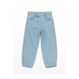Lcw Kids Mavi Beli Ayarlanabilir Çiçekli Kız Çocuk Jean Pantolon