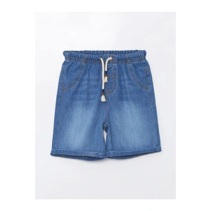 LCW Kids Mavi Beli Lastikli Baskılı Erkek Bebek Jean Şort